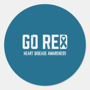 Heart Disease Awareness Shirt Go Red Heart Disease Classic Round Sticker