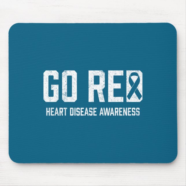 Heart Disease Awareness Shirt Go Red Heart Disease Mouse Mat (Front)