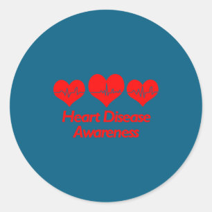 Heart Disease Awareness Shirt - Heart Health Classic Round Sticker