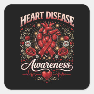 Heart Disease Awareness Square Sticker