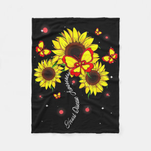 Heart Disease Awareness Sunflower Butterfly Ribbon Fleece Blanket