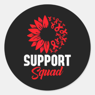 Heart Disease Awareness Support Squad Stroke Blood Classic Round Sticker