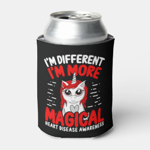 Heart Disease Awareness Unicorn Red Ribbon Can Cooler