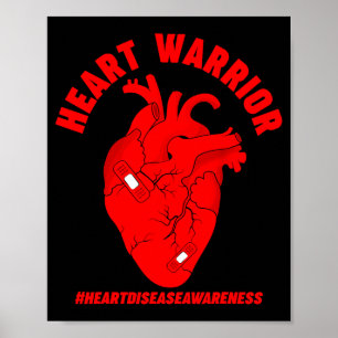 Heart Disease Awareness Warrior Month Red Ribbon M Poster