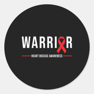 Heart Disease Awareness - Warrior Recovery Red Rib Classic Round Sticker