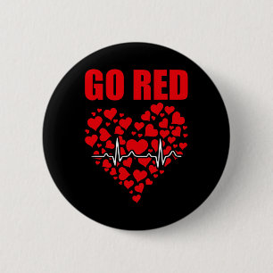 Heart Disease Awareness We Wear Red In February Go 6 Cm Round Badge