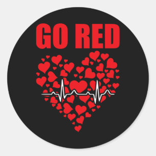 Heart Disease Awareness We Wear Red In February Go Classic Round Sticker