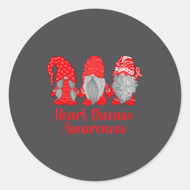 Heart Disease Awareness Wear Red In February Famil Classic Round Sticker (Front)