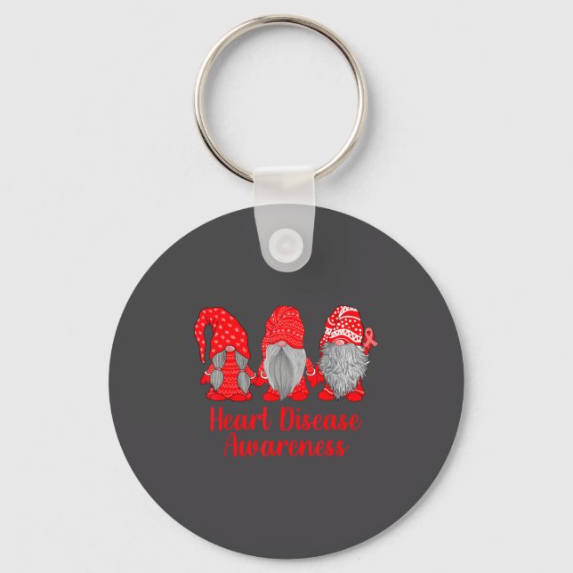Heart Disease Awareness Wear Red In February Famil Key Ring (Front)