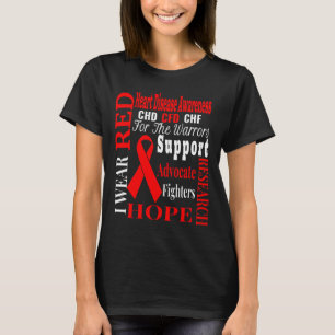 Heart Disease Chd Awareness Red Ribbon Apparel T-Shirt