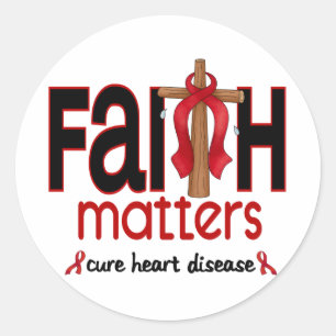 Heart Disease Faith Matters Cross 1 Classic Round Sticker