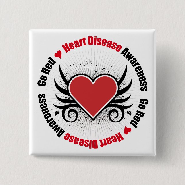 Heart Disease GO RED 15 Cm Square Badge (Front)