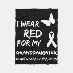 Heart Disease I Wear Red For My Granddaughter Ribb Fleece Blanket