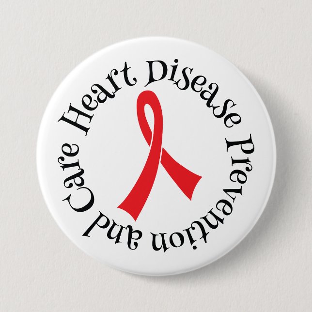 Heart Disease Prevention Care Ribbon Button (Front)
