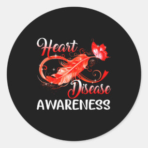 Heart Disease Red Ribbon Heart Disease Awareness _ Classic Round Sticker