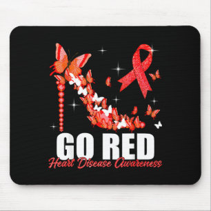 Heart Disease Ribbon Butterfly Red Heart Disease A Mouse Mat