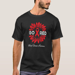 Heart Disease Sunflower Go Red Heart Disease Aware T-Shirt