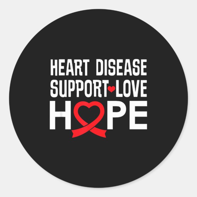 Heart Disease Suprt Love Hope Red Ribbon  Classic Round Sticker (Front)