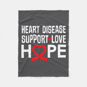 Heart Disease Suprt Love Hope Red Ribbon Fleece Blanket