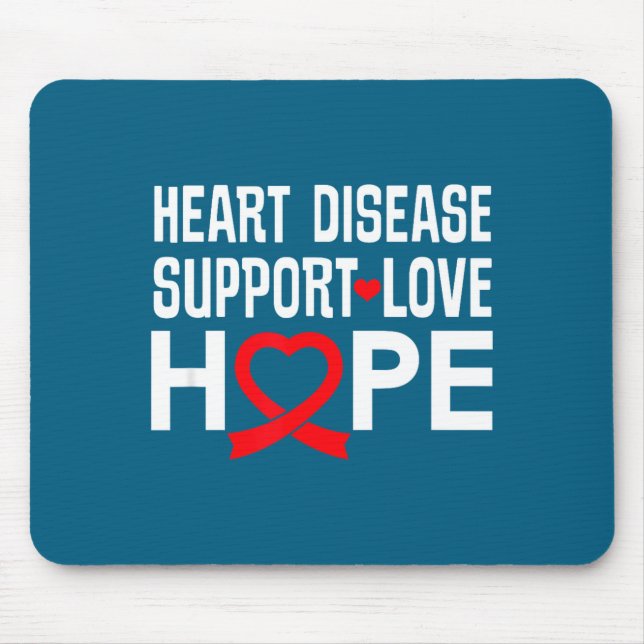 Heart Disease Suprt Love Hope Red Ribbon  Mouse Mat (Front)