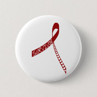 heart disease survivor red ribbon 6 cm round badge