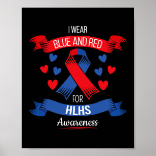 Heart Disease T Shirt With Blue Red Ribbon For Feb Poster