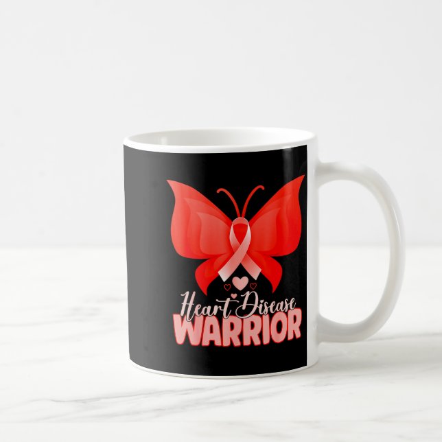 Heart Disease Warrior Butterfly Red Heart Disease  Coffee Mug (Right)