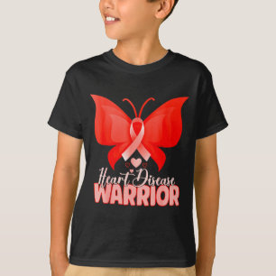 Heart Disease Warrior Butterfly Red Heart Disease T-Shirt