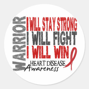 Heart Disease Warrior Classic Round Sticker