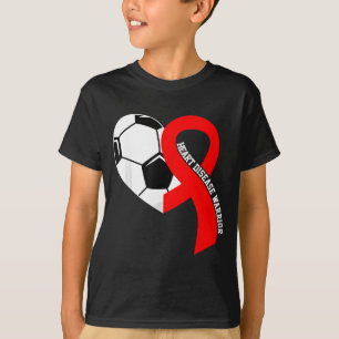 Heart Disease Warrior Soccer Red Heart Disease Awa T-Shirt