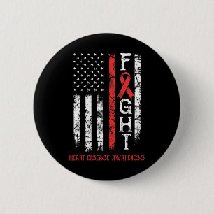 Heart Disease Warrior Us Flag 6 Cm Round Badge