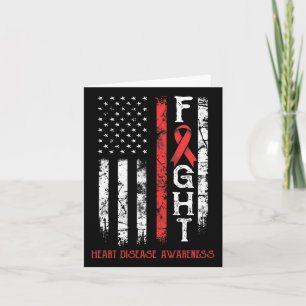 Heart Disease Warrior Us Flag Card
