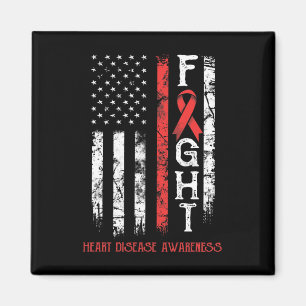 Heart Disease Warrior Us Flag Magnet