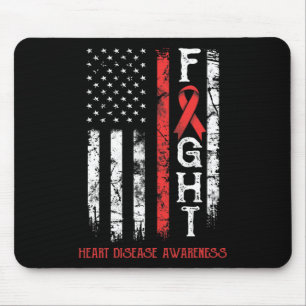 Heart Disease Warrior Us Flag Mouse Mat