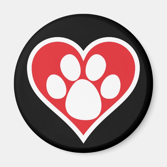 Heart Dog Paw (Dark) Magnet (Front)