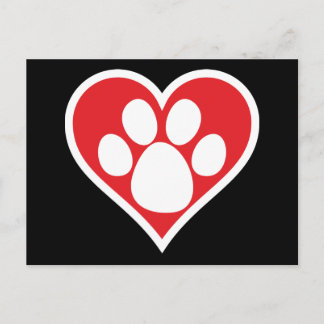 Heart Dog Paw (Dark) Postcard