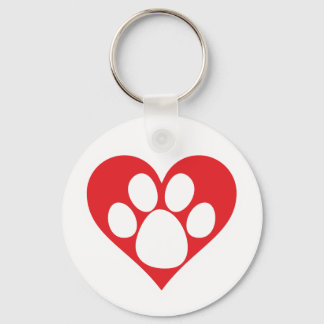 Heart Dog Paw Key Ring