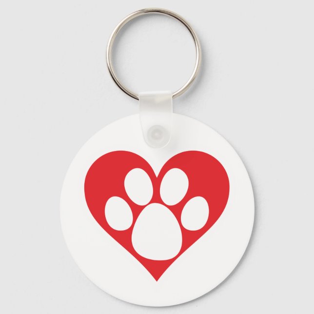 Heart Dog Paw Key Ring (Front)