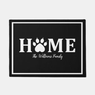 Heart Dog Paw Print - HOME- Personalised Doormat
