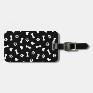 Heart Dog Paws And Bone Black Tote Bag Neck Tie Bl Luggage Tag