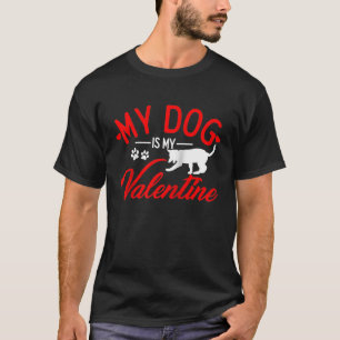 Heart Dog Valentine's Day Dog Mom Dad Date Single  T-Shirt