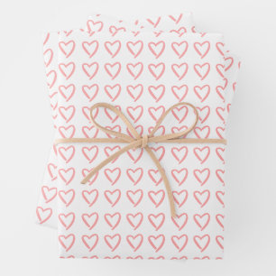 Heart dooddle pattern wrapping paper sheet