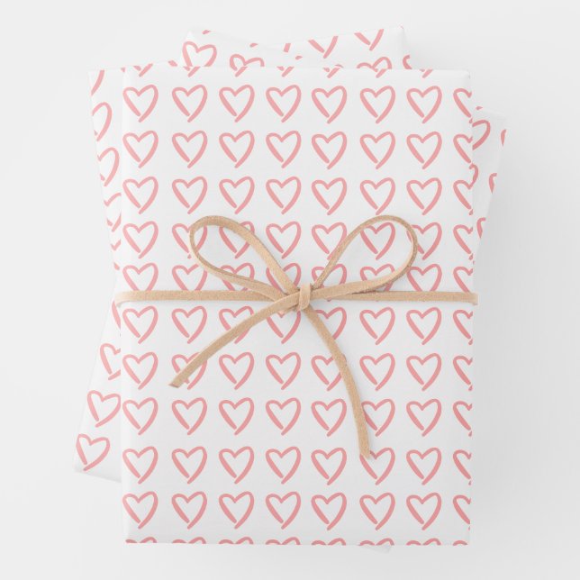 Heart dooddle pattern wrapping paper sheet (In situ)