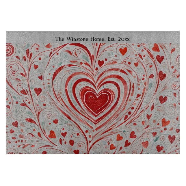 Heart Doodle Cutting Board (Front)