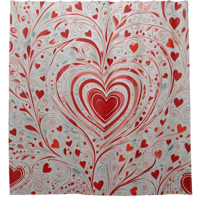 Heart Doodle Shower Curtain (Front)