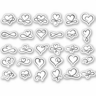 Heart Doodles Aesthetic Scrapbook Craft Stickers