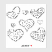 Heart Doodles Custom-Cut Vinyl Colouring Stickers