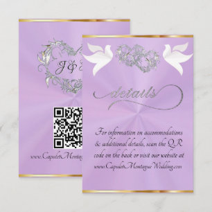 Heart & Doves, QR Code - Lavender/Silver Enclosure Card