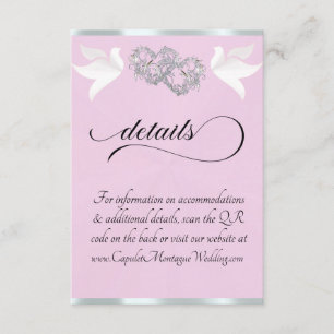 Heart & Doves, QR Code - Pink Pearl/Silver Enclosure Card