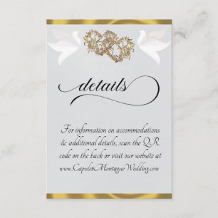 Heart & Doves, QR Code - Silver Pearl/Gold Enclosure Card